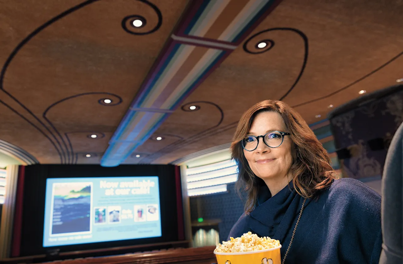 Ann Hornaday in a movie theater