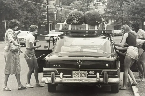 Car loaded with belongings on move-in day