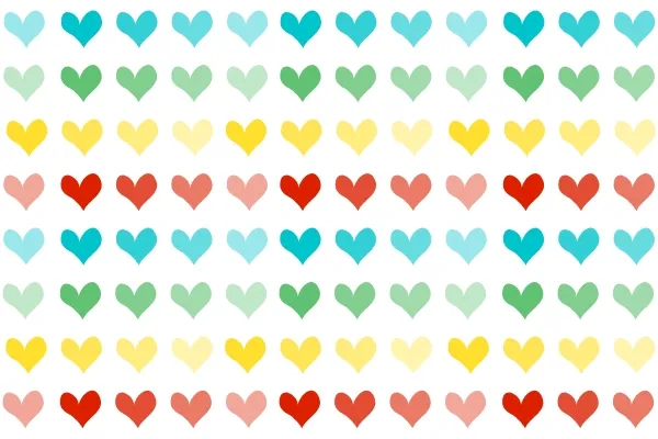 Multiple hearts on a white background