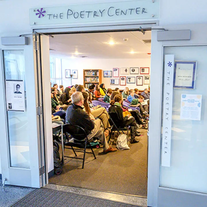 Group of people attending a Poetry Center event