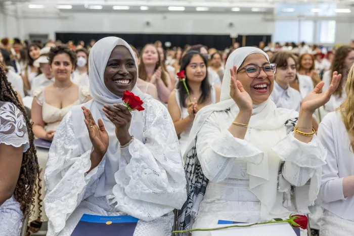 Students cheering at Ivy Day