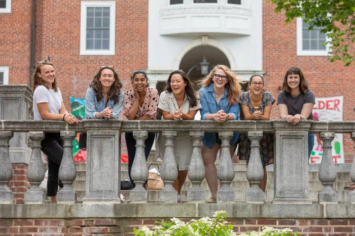 Alums smile in the Quad during Reunion