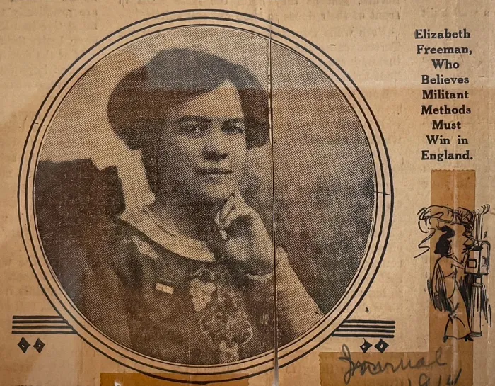 Elisabeth Freeman suffrage photographs & newspaper article