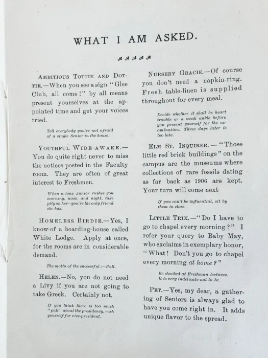 What I am Asked page