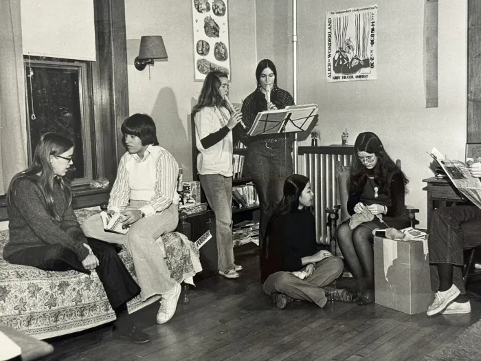 Students playing recorders on move in day