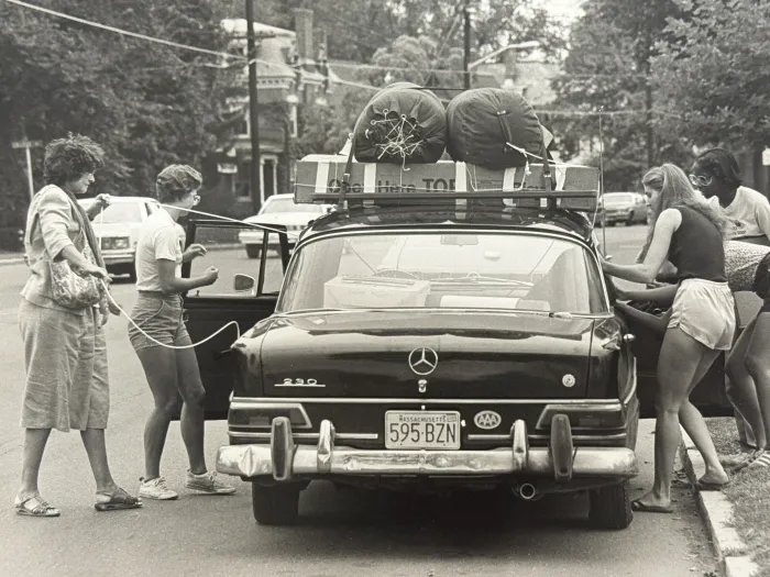 Car loaded with belongings on move-in day