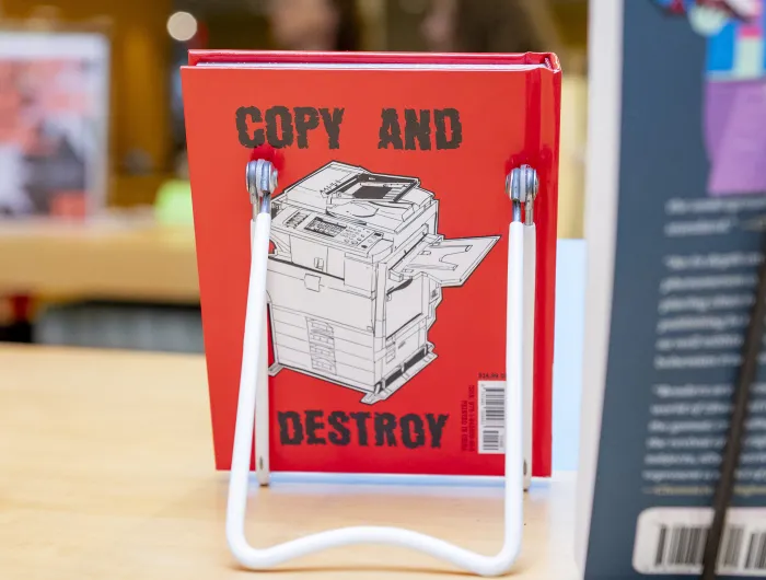 Zine on display in Hillyer Art Library