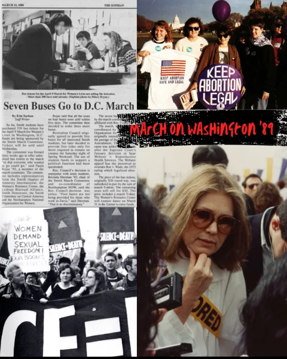 Photos and news article documenting Smith students attending the 1989 March on Washington