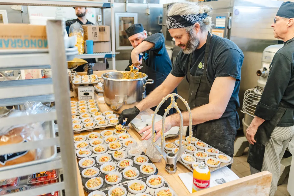 Smith's Caleb Murray prepares Beyond Meat muffins