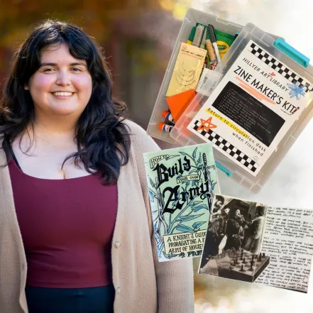 Xochitl Quiroz with library materials